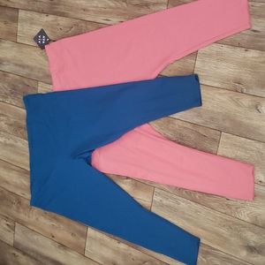 Ava & Viv Blue and Pink Leggings - Pair of Women's Capri/Ankle Leggings